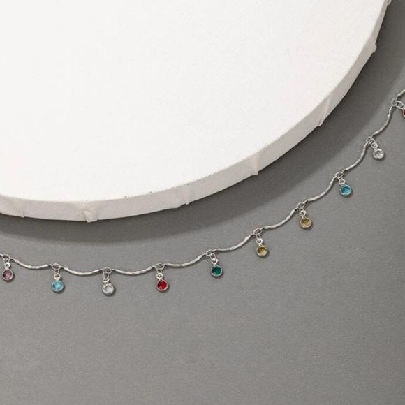 Sterling Silver Plated Gemstone Drop Necklace - Picture 7 of 9